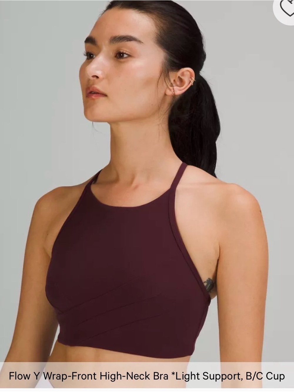 Lululemon Flow Y Wrap-Front High-Neck Bra NWT Wine Berry Sizes 6 & 8 Rare - Picture 5 of 12